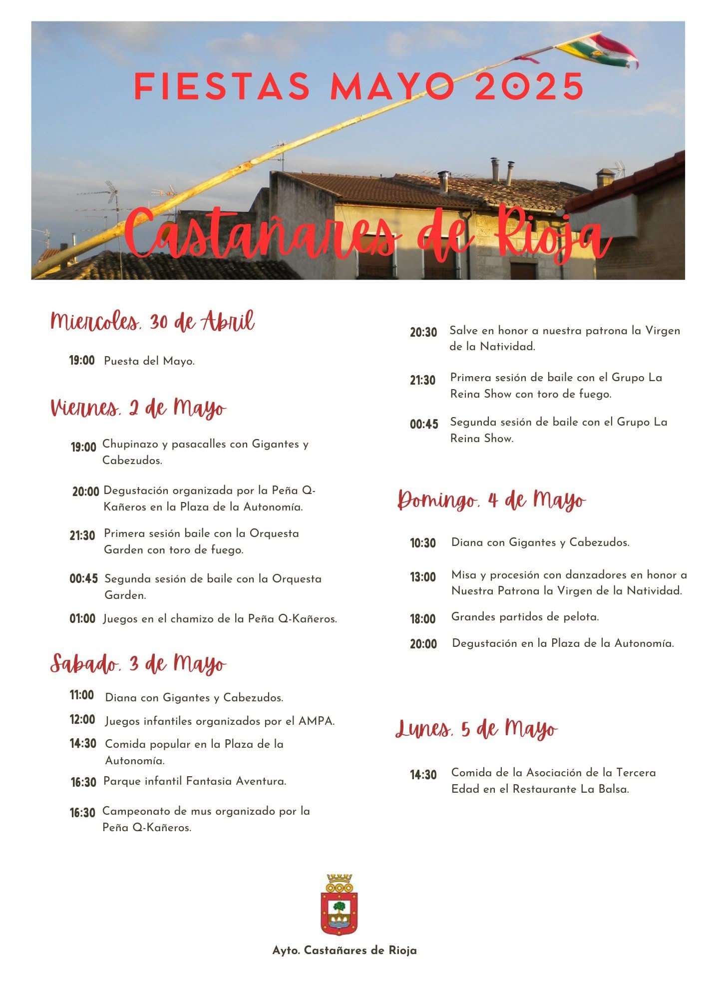 Cartel actividades de fiestas de mayo 2025