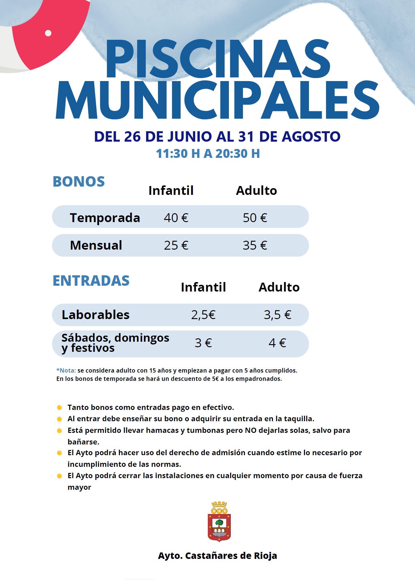 Cartel de Piscinas 2026