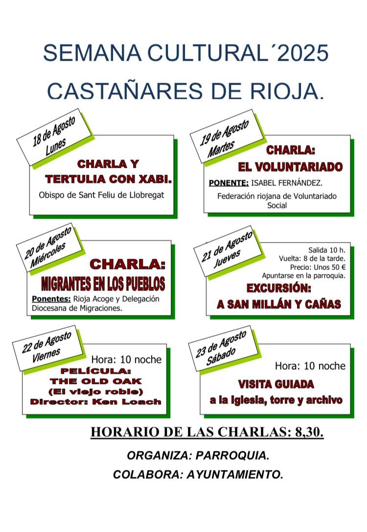 Semana cultural parroquia del 28 agosto al 23